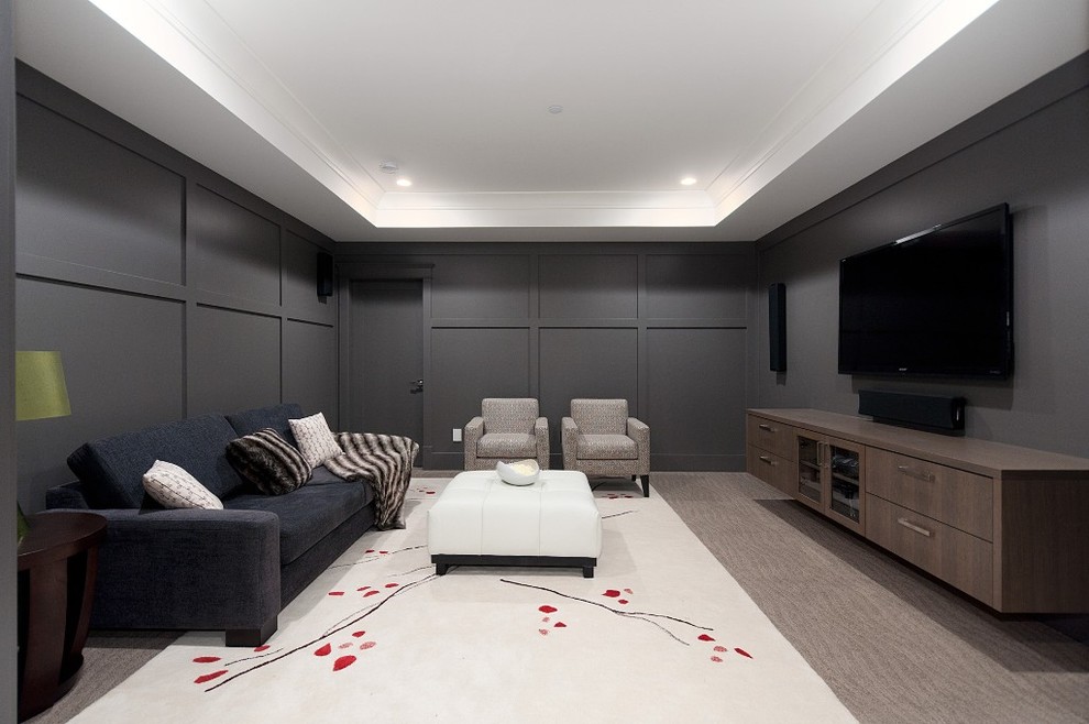This is an example of a contemporary home theatre in Vancouver.