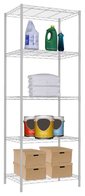 5 -Tier Steel Wire Shelf, White - Modern - Utility Shelves ...