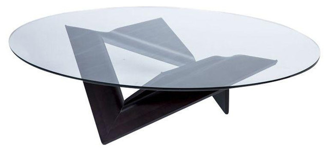 SOLD OUT!  Roche Bobois Oval Glass and Bentwood Coffee Table - $3,000 Est. Retai