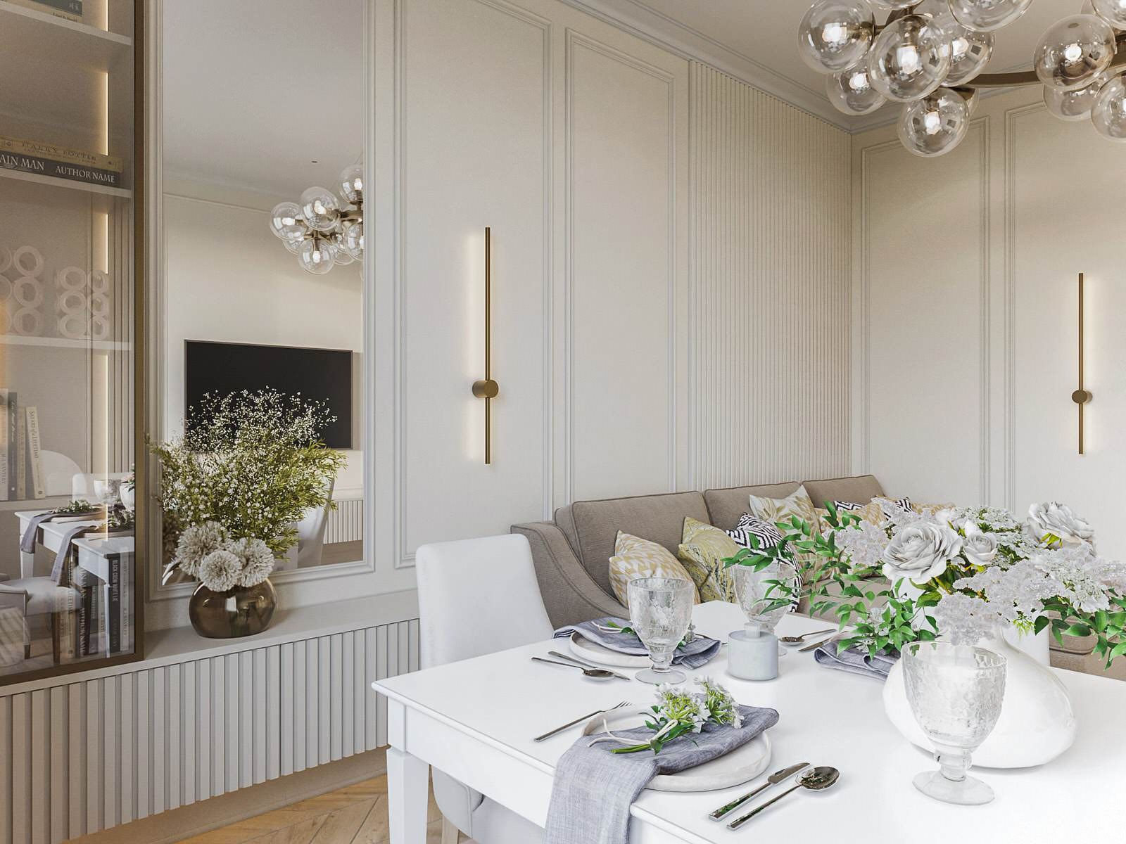 Гостиная в квартире 100 м2 в жк Тушино 2018