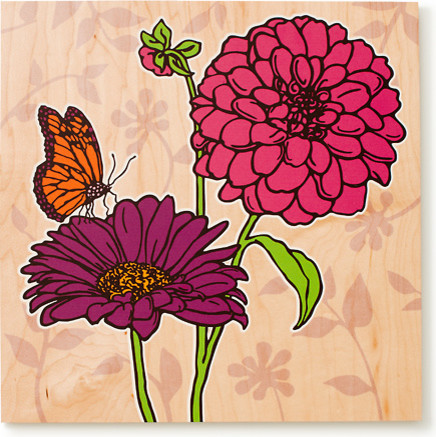 Single Dahlia and Daisy Print (Pink and Purple)