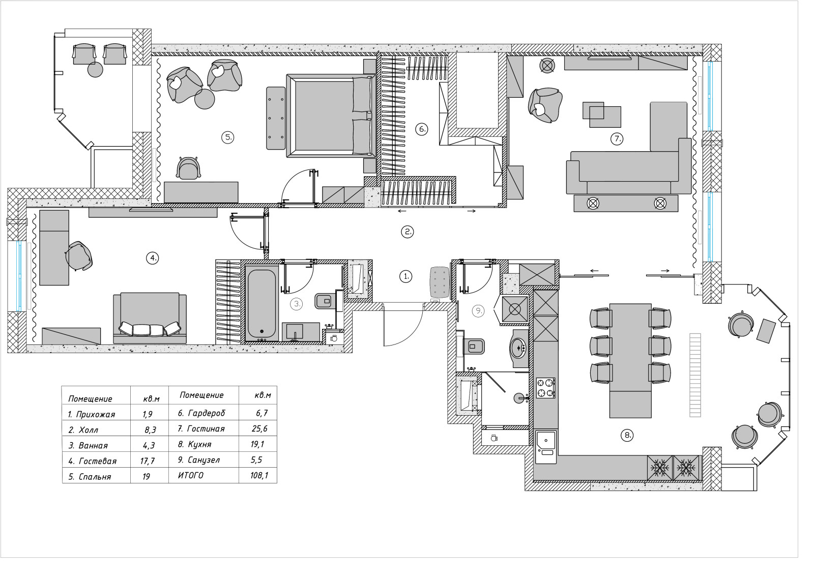 Квартира в ЖК Мосфильмовский 108 кв.м