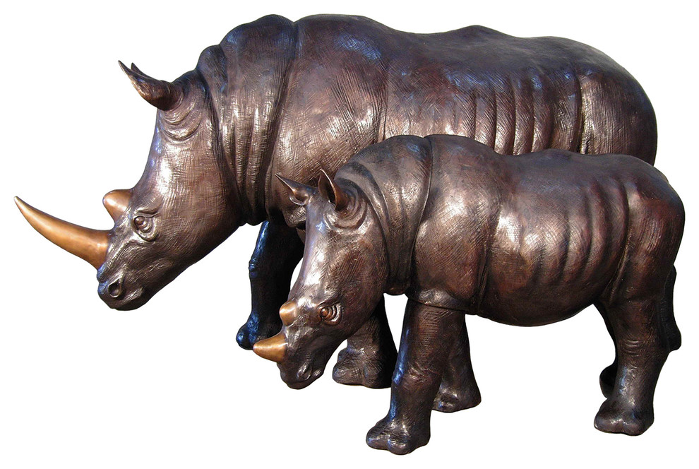 Rhino Family Bronze Sculpture