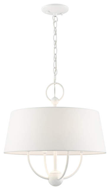 White Transitional, English Country, Rustic, Casual Pendant Chandelier