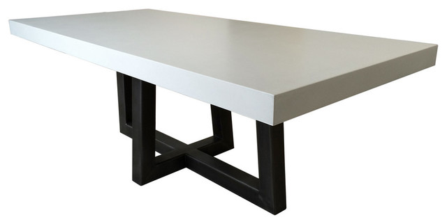 Torre Rectangle Concrete Dining Table Contemporary Tables Torre Rectangle Concrete Dining Table White Linen 84x40