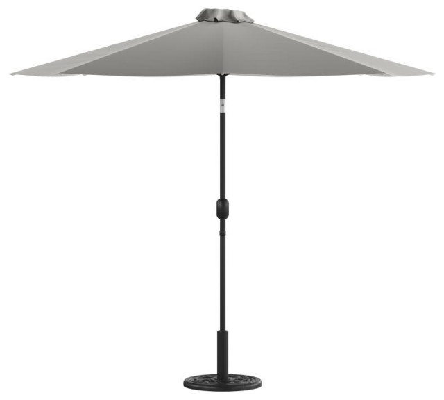Flash Furniture Sunny Gray Umbrella & Black Base Set GM-402003-UB19B-GY-GG