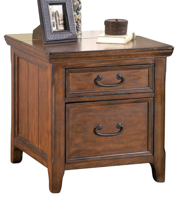 Woodboro Media End Table, Dark Brown Transitional Side Tables And
