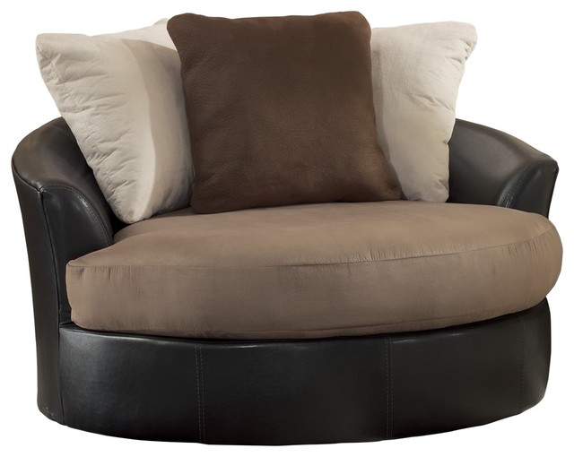 Ashley Masoli Oversized Swivel Accent Chair, Mocha Contemporary