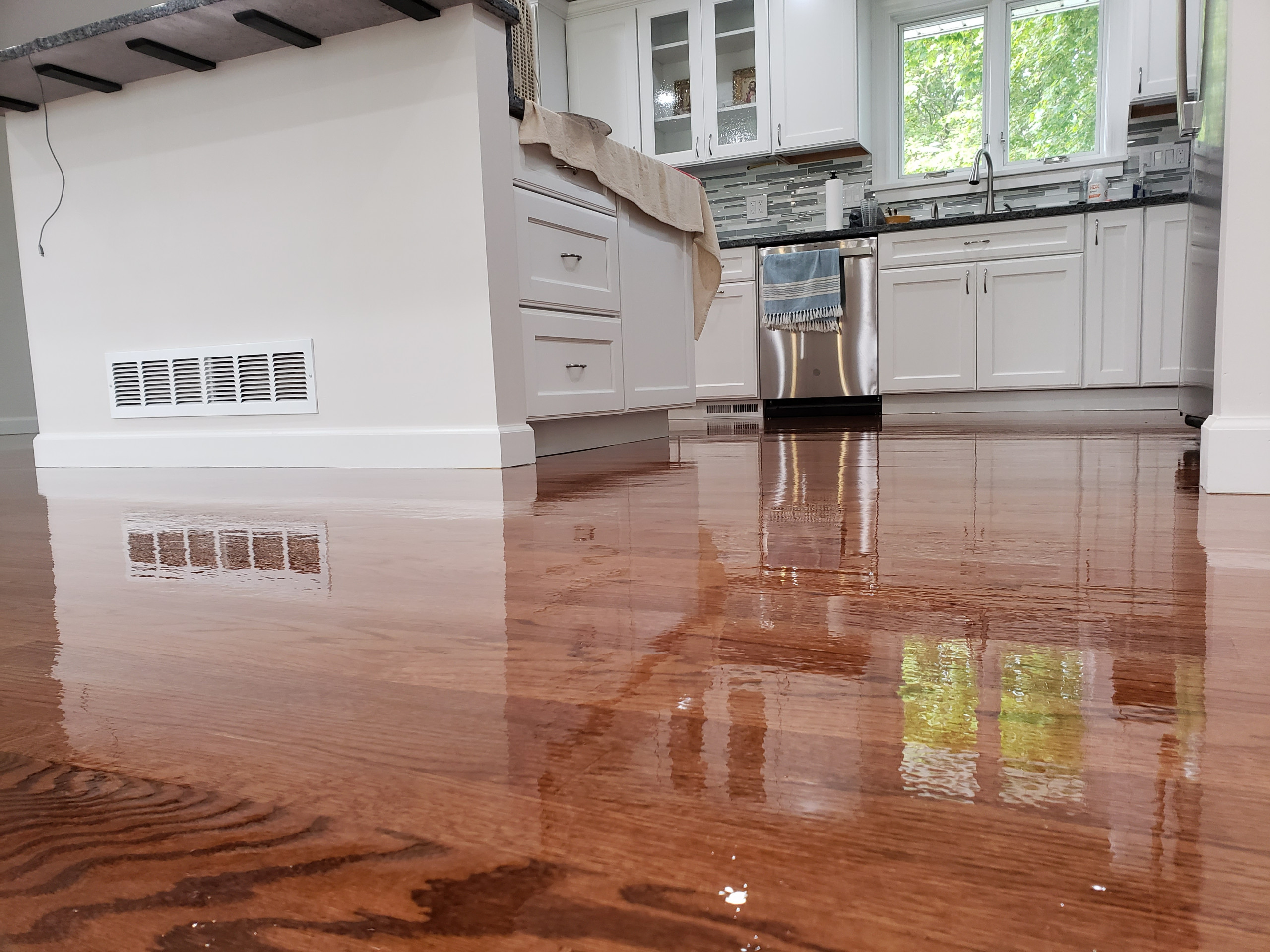 Barrington,  Early American on red oak , polyurethane matte finish
