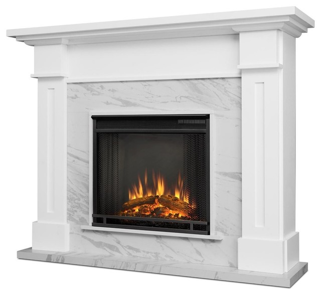 Kipling Electric Fireplace in White with Faux Marble