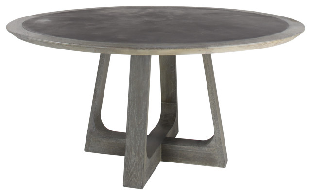 Gray Oak And Concrete Round Dining Table With Waterproof Concrete Top Farmhouse Dining Tables By Brimfield May