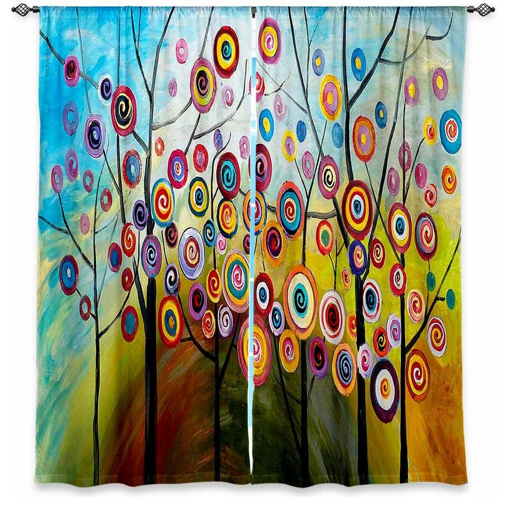 Abstract Blossom II Window Curtains, 80"x82", Unlined