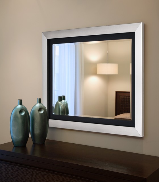 Citadel Nickel Silver And Black Wall Mirror 28 25 X38