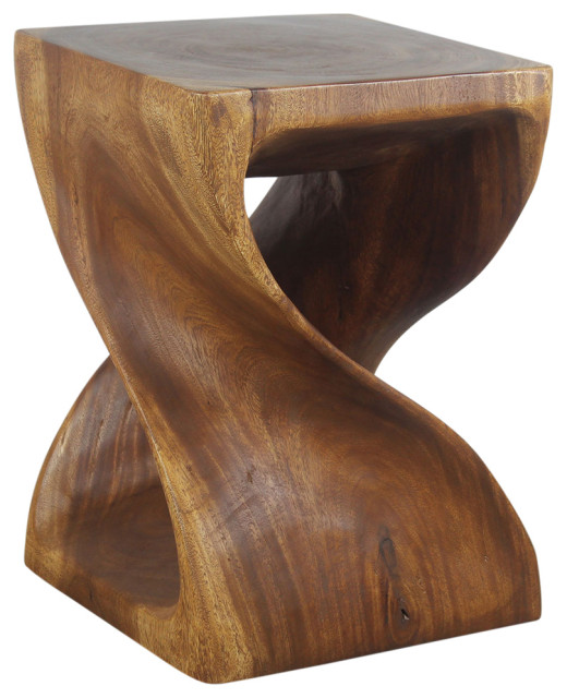 Haussmann Wood Twist End Table 15x15x20, Twist Coffee Table Wood