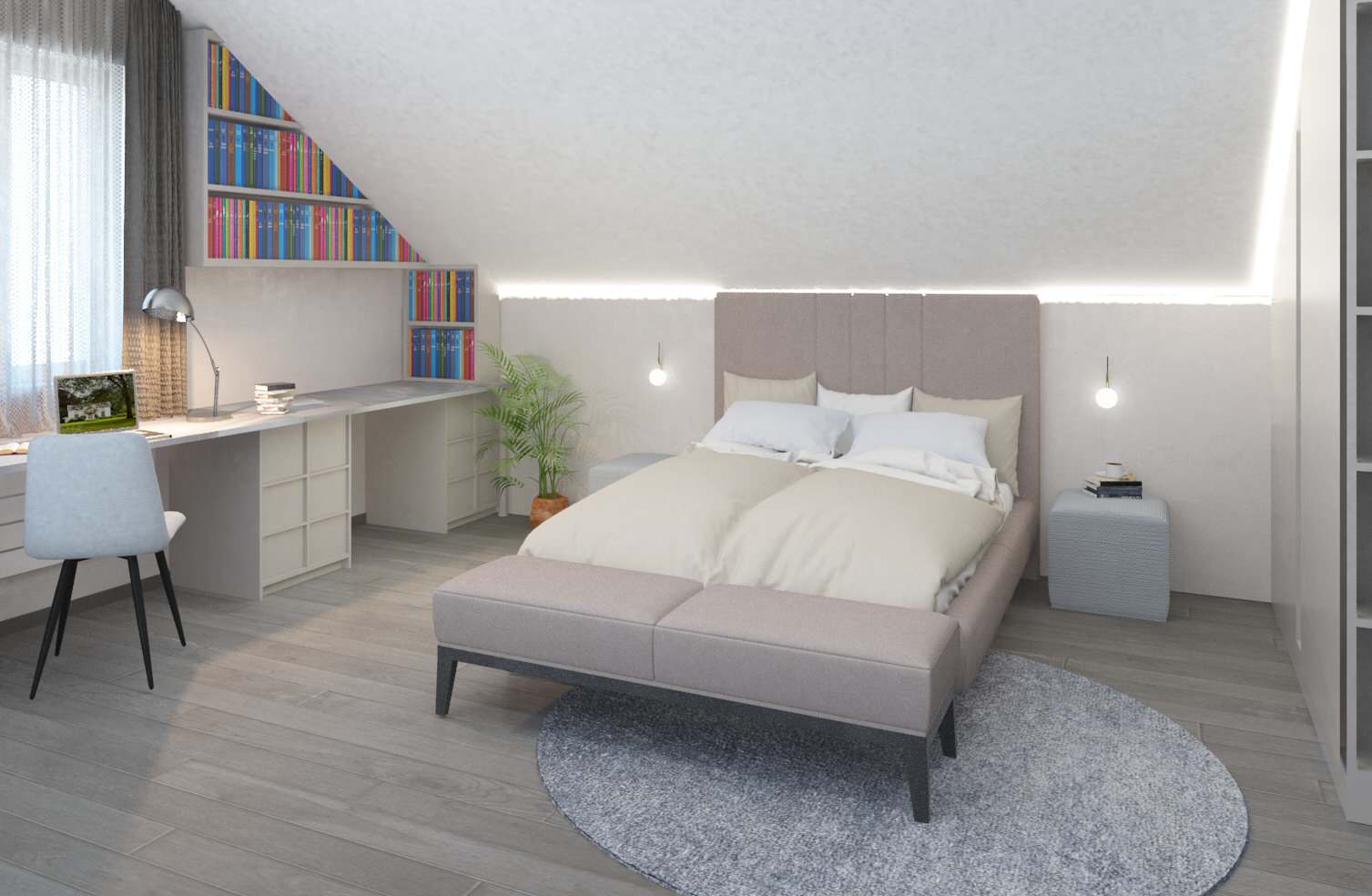 Дизайн-проект 2 этажа коттеджа,  100 кв.м.. Совместный проект с В. Кархалевой