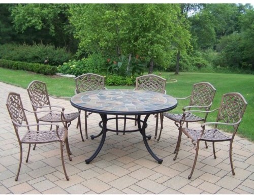 Oakland Living Stone Art Patio Dining Set - Seats 6