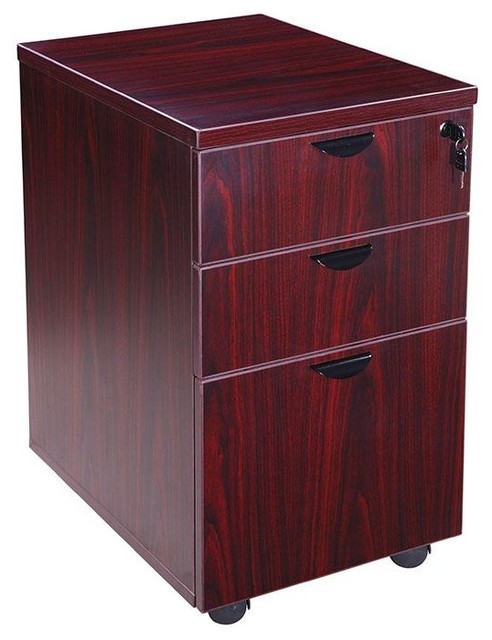 3 Drawer Mahogany Mobile File Cabinet Transitional Filing Cabinets By Office Furniture More