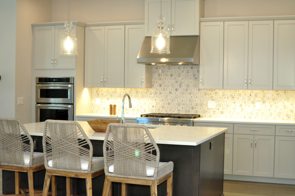 Example of a transitional kitchen design in Boston