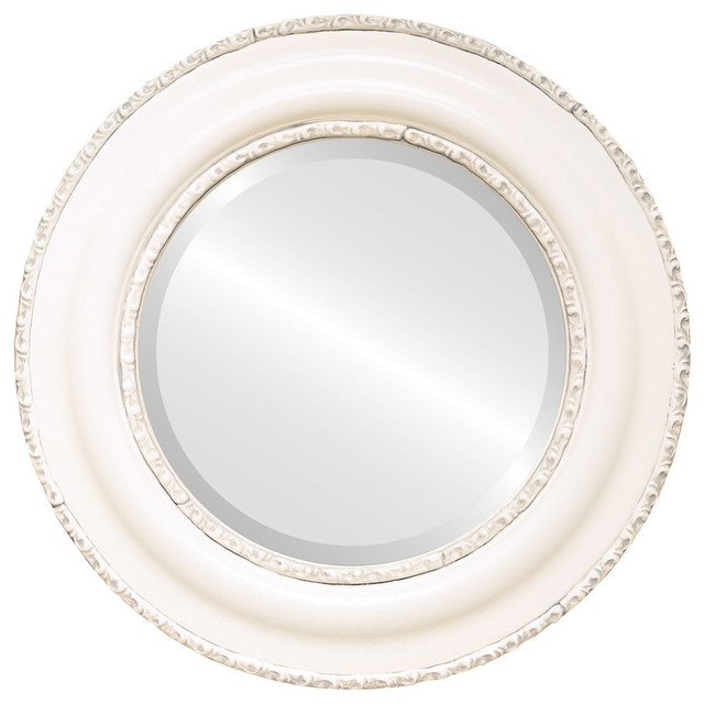 Somerset Framed Round Mirror In Linen White 29 X29 Somerset Framed Round Mirror In Linen White 29 X29