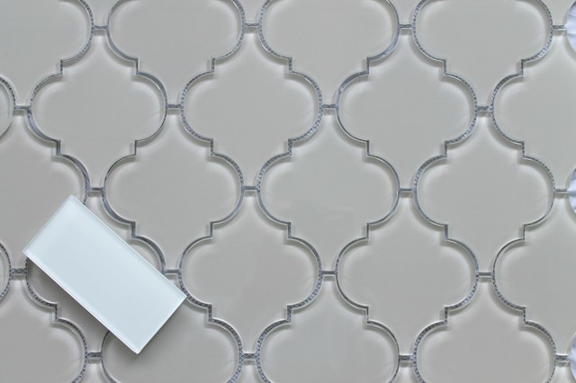 Country Cottage Light Taupe Arabesque, Mediterranean Mosaic Tiles