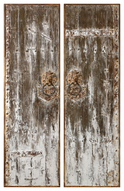 2 Piece Vintage Antique Style Barn Door Wall Art Panel Set 2 Piece Vintage Antique Style Barn Door Wall Art Panel Set