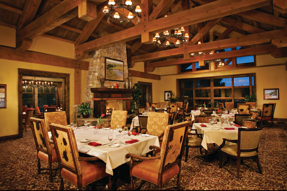 Example of a mountain style dining room design in Phoenix
