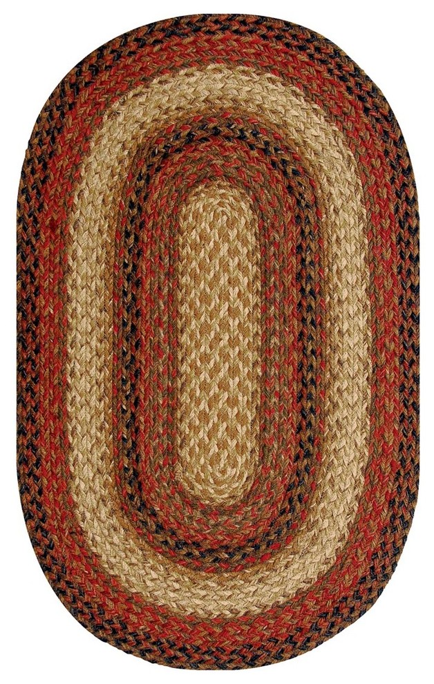 Homespice Decor Russet Jute Braided Rug (Oval), 8' x 10' Contemporary Area Rugs by Uber
