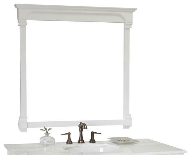 42 Inch Solid Wood Frame Mirror-White
