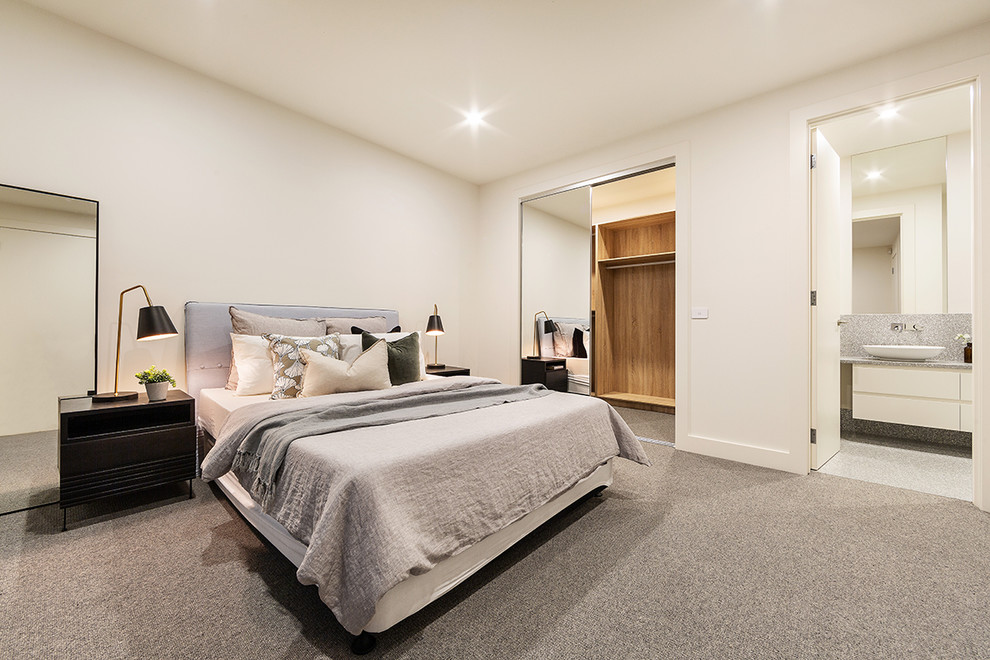 Medium sized contemporary bedroom in Melbourne.