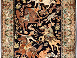 2.5'x4' Navy Pure Silk Rug Hunting Scene Rugs Wall Art Wallhanging Han –  Kashmir Designs