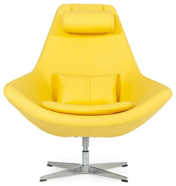 Pearce Modern Yellow EcoLeather Accent Chair Midcentury Armchairs