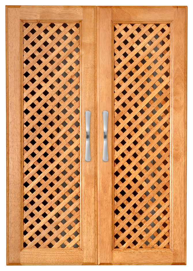 Solid Wood Closets Cabinet Doors With Lattice Mesh, Set of 2 ...