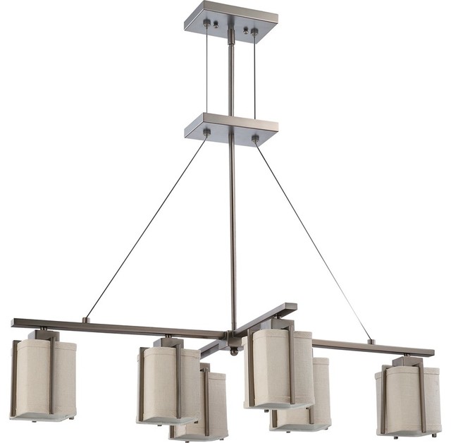 Polished Nickel Energy Star Vertical Pendant With Slate Gray Fabric Shade