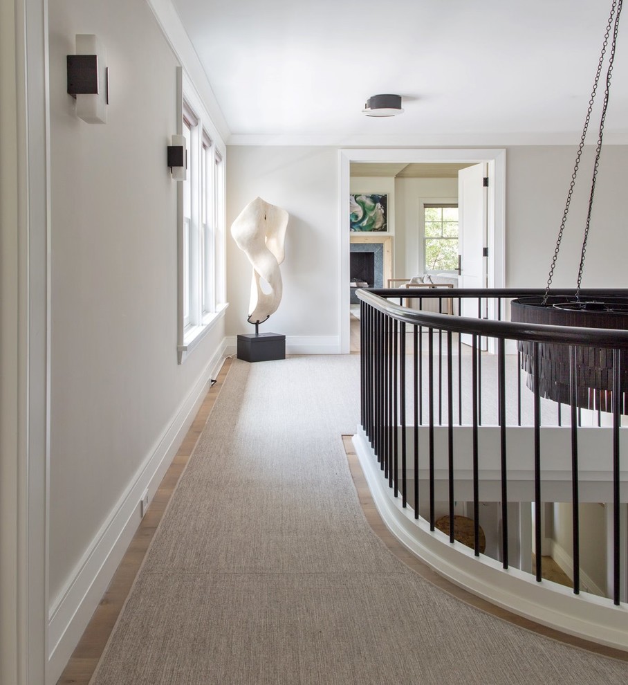 Staircase - huge transitional wooden curved wood railing staircase idea with wooden risers