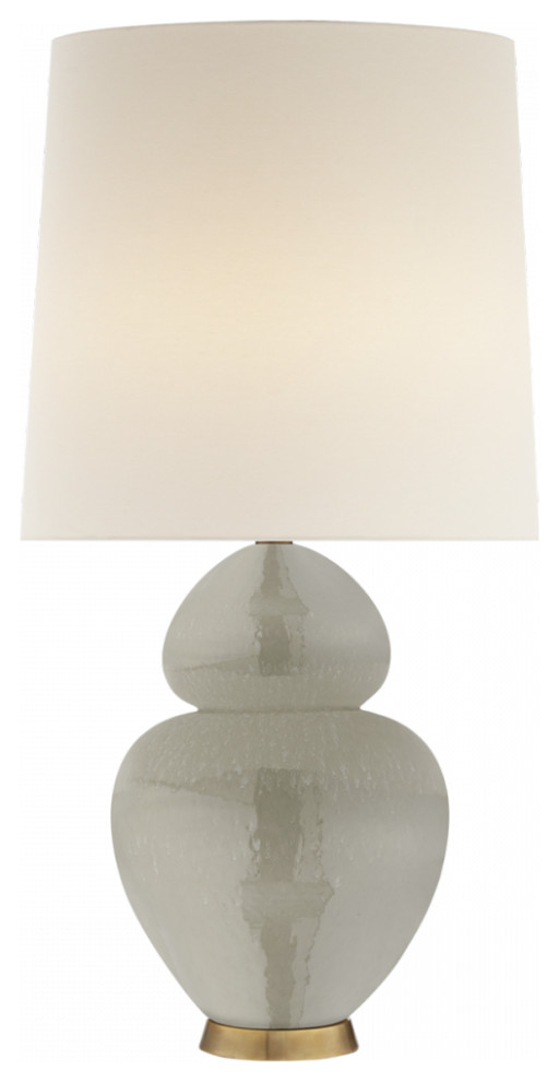 Michelena Table Lamp, 2-Light, Shellish Gray, Linen Shade, 33.75"H