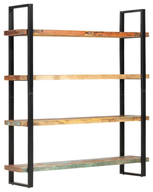 vidaXL 4Tier Bookcase Solid Reclaimed Wood 63" Bookshelf Stand