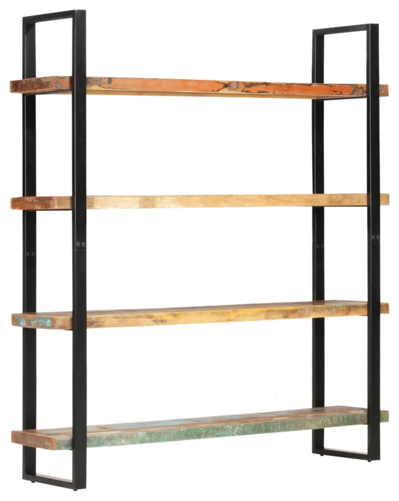 vidaXL 4Tier Bookcase Solid Reclaimed Wood 63" Bookshelf Stand Wooden Industrial