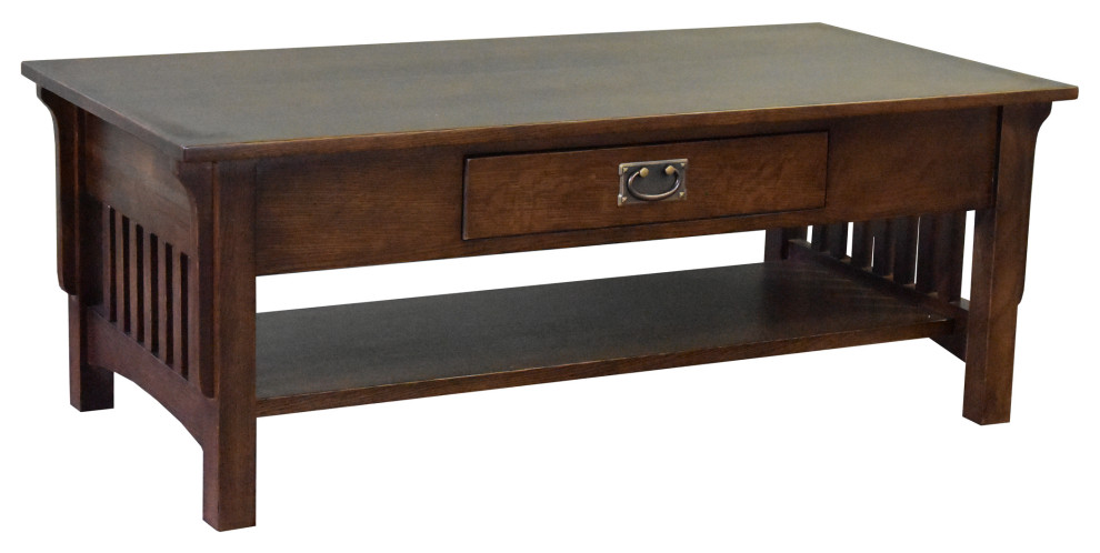 Mission Crofter Style 1-Drawer Coffee Table, Walnut