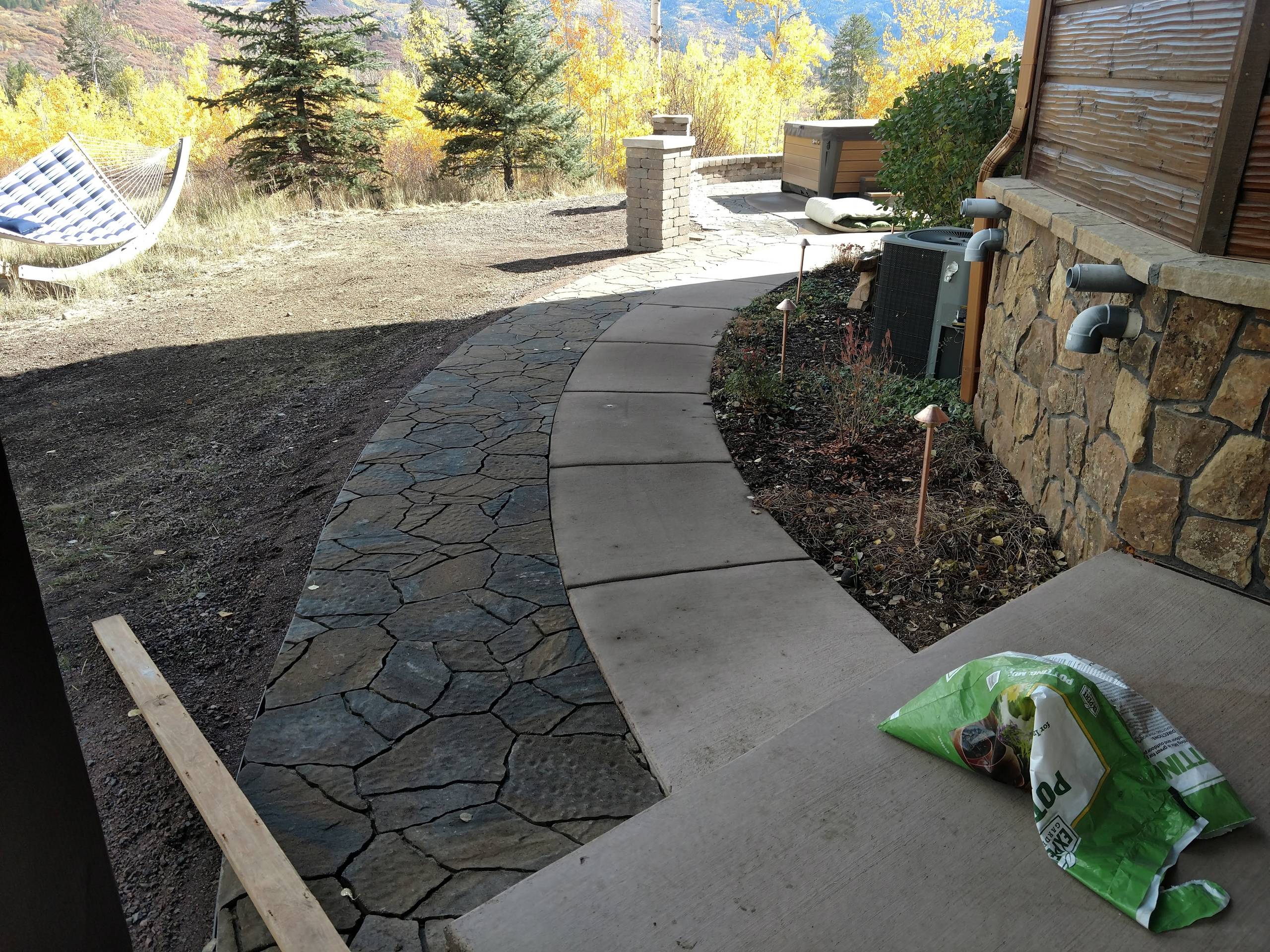 walkway to hot tub area finished