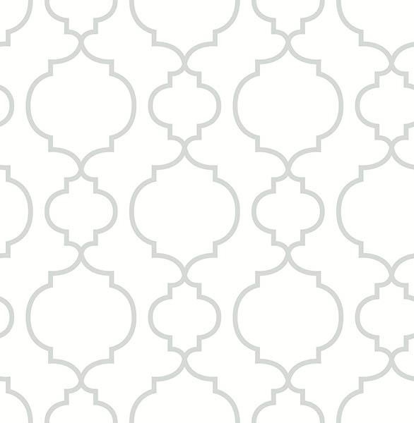 Brewster 2657-22259 Desiree White Quatrefoil Wallpaper