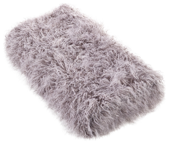 Sevan Faux Mongolian Fur Throw Blanket Contemporary Throws by