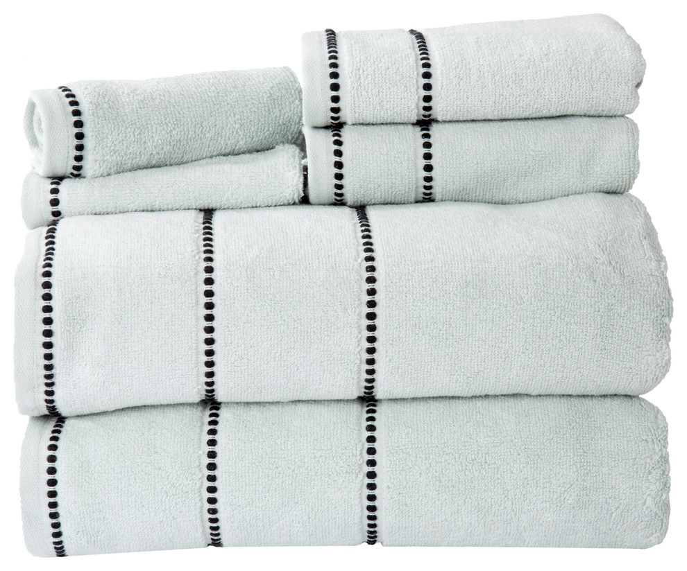Lavish Home Quick Dry 100% Cotton Zero Twist 6 Piece Towel Set-Seafoam