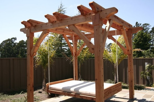 Pergola and Swing Bed contemporary-porch