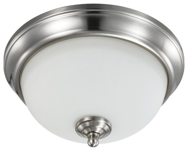 19W 11 in. LED Flush Mount, 3K Dim, Brushed Nickel Frosted Glass ...