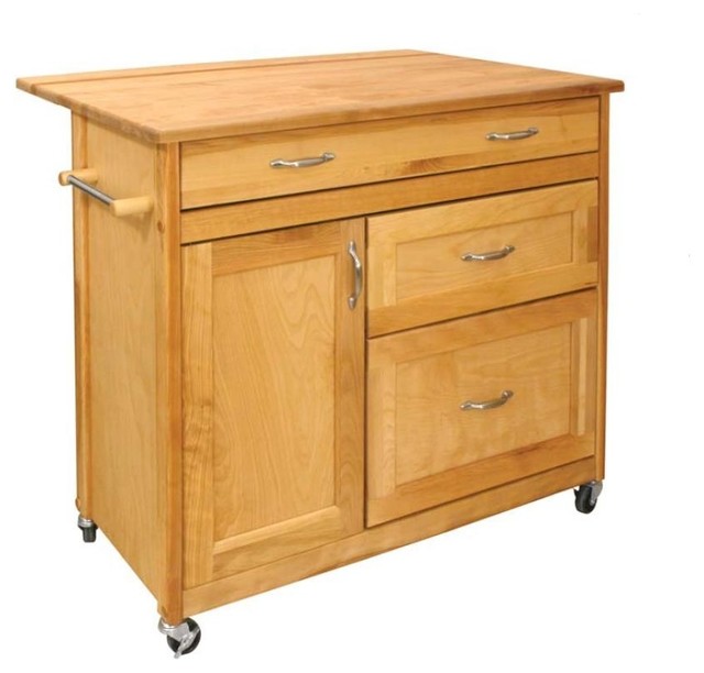 The Mid-Sized Double Leaf Drawer Island in Natural Finish