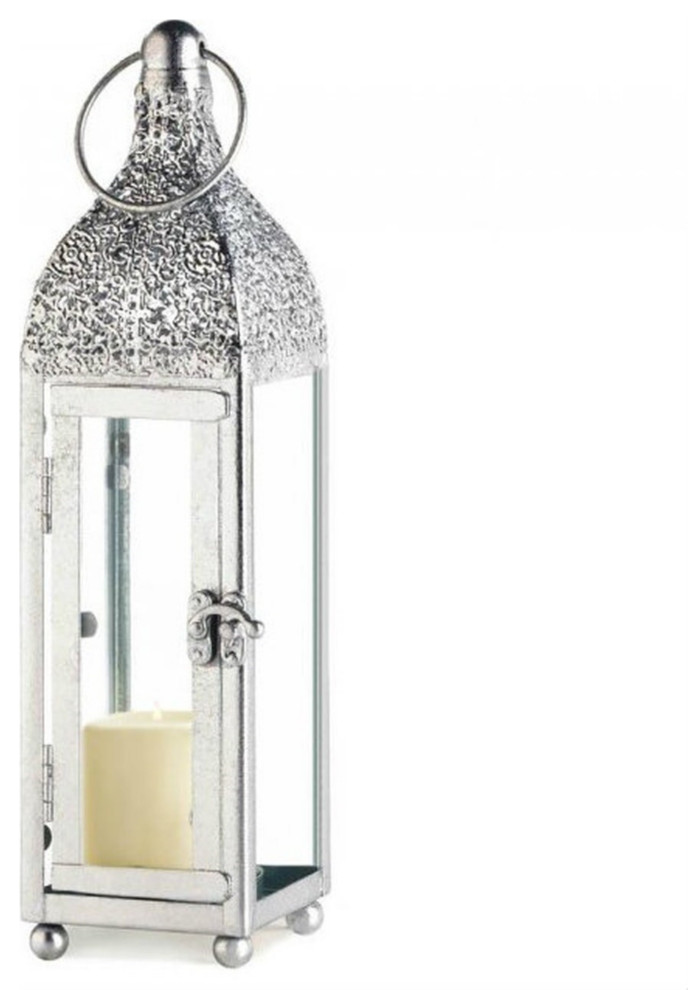VintageLook Candle Lantern with Latch 12 inches Mediterranean