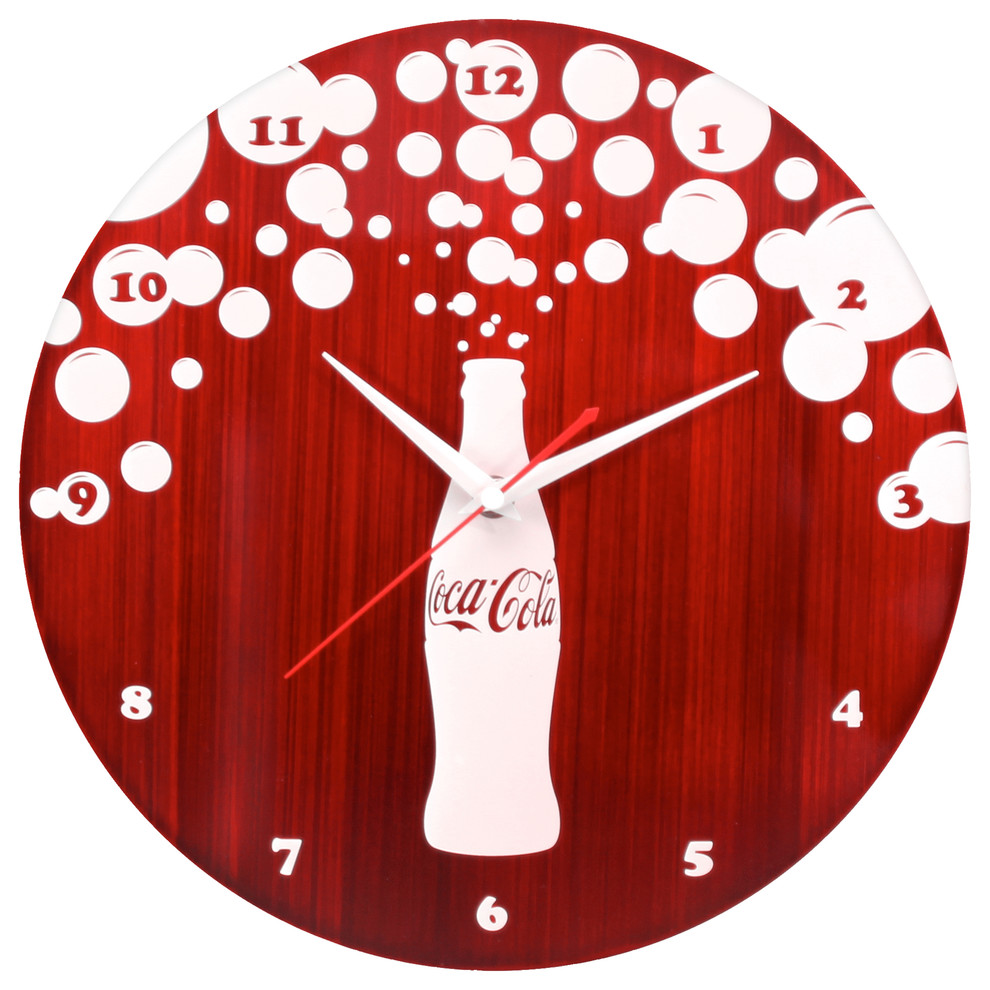 Coca-Cola® Bursting Bubbles Brushed MetalClock