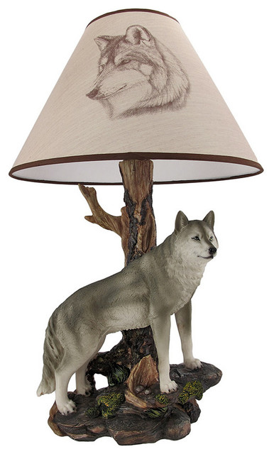 Denizen of Twilight' Gray Wolf Table Lamp