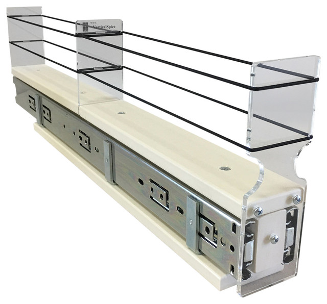 2x1x22 Spice Rack Drawer Cream Contemporary Pantry And
