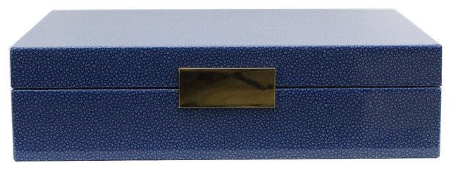 Addison Ross Large Blue Shagreen Lacquer Box With Gold